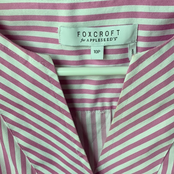 Foxcroft for Appleseed’s Sophia Stretch No Iron Stripe Popover Shirt - Picture 6 of 9